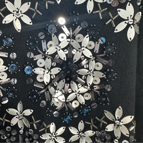 Michael Simon sz. S black snowflake embellished sweater, cardigan, holiday, xmas - Picture 2 of 10